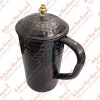 Hammered Pure Copper Water Jug with Brass Knob on Lid 